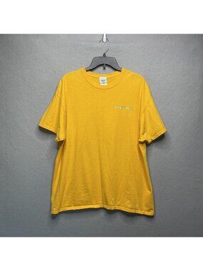 Rainforest Cafe Old Guys Rule Mens Yellow Graphic T-Shirt XL Casual Short Sleeve